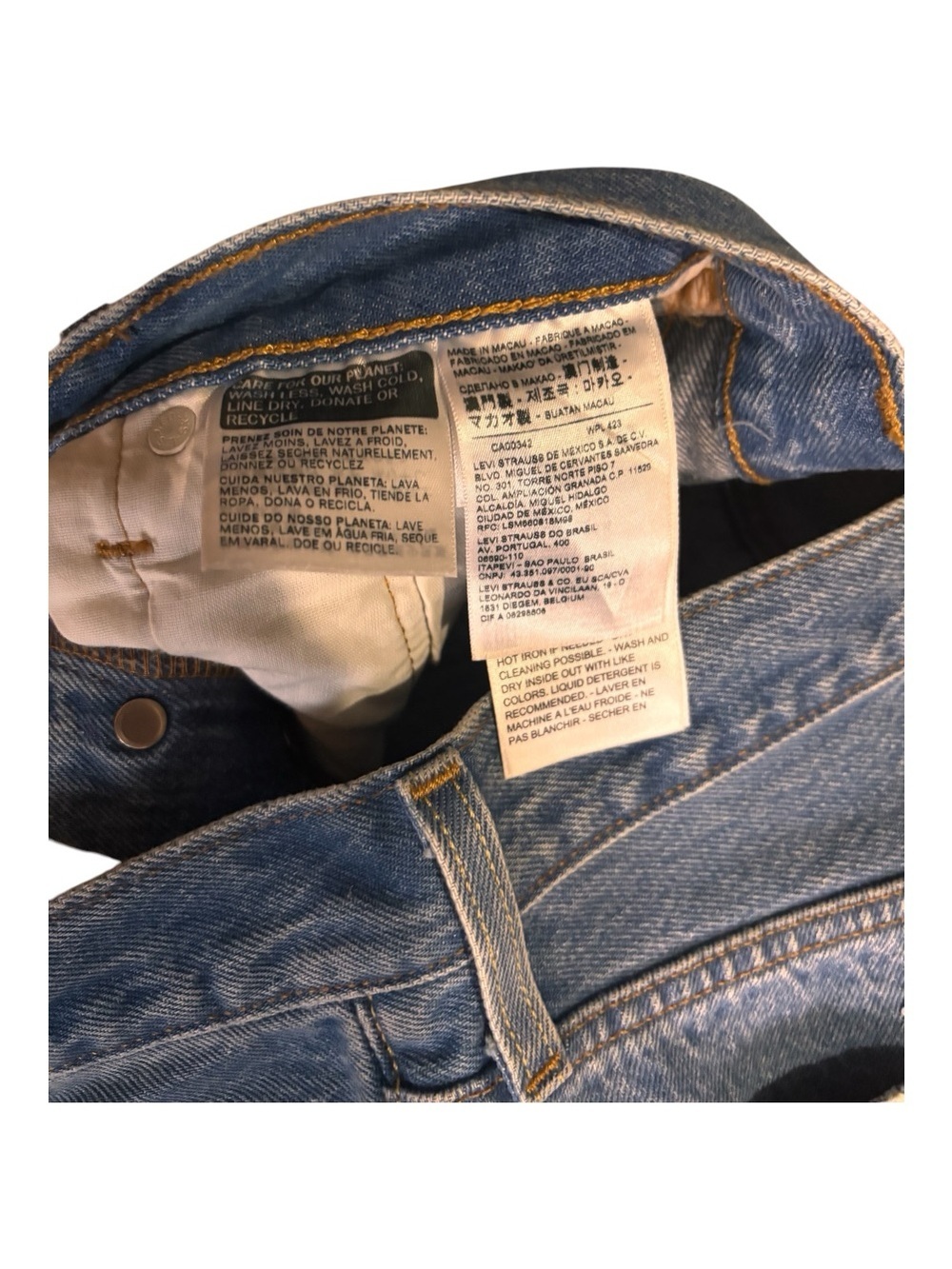 Levi's Distressed Dark Blue Straight Jeans - Picture 3 of 4